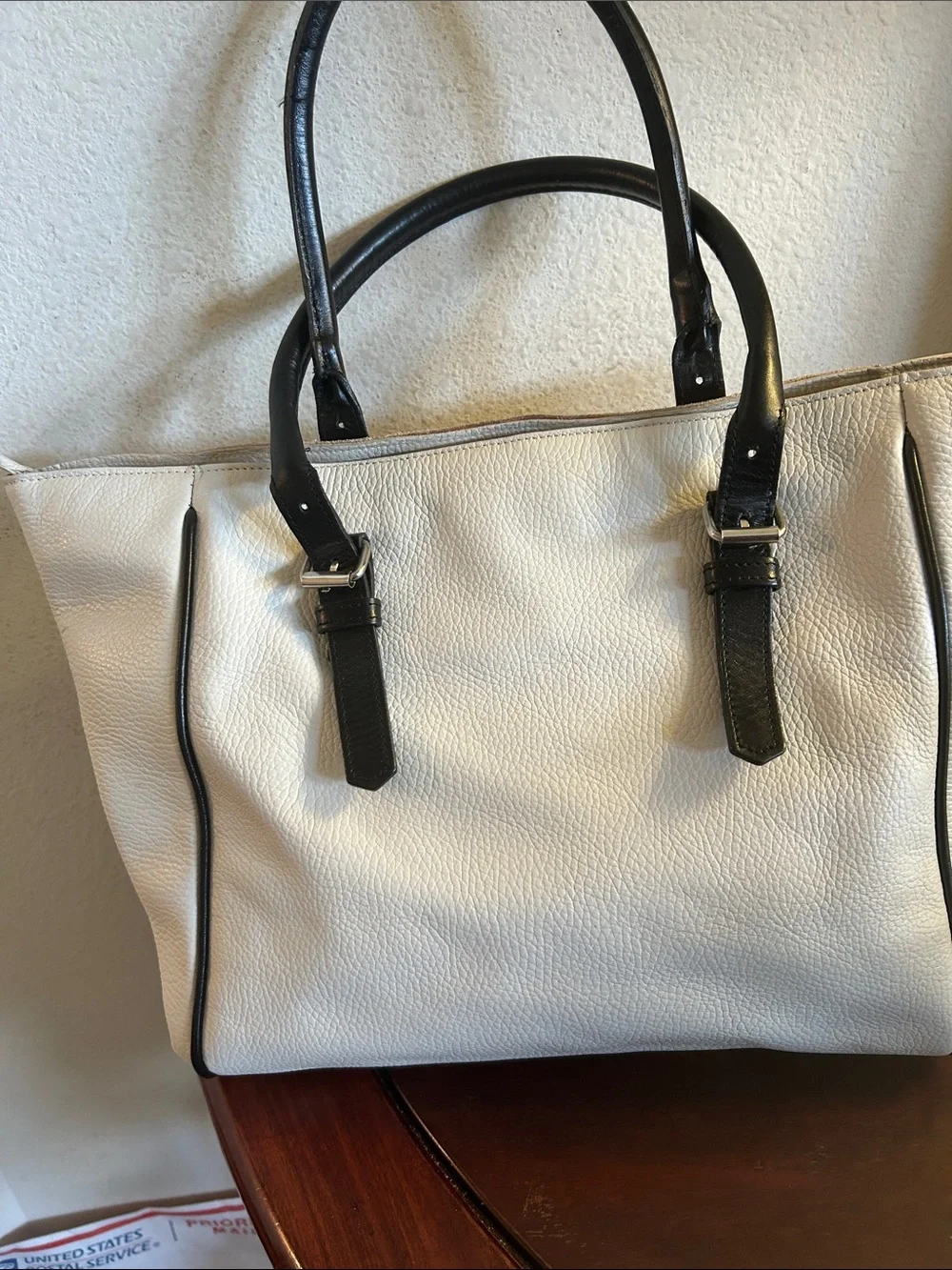 Prune Two-Tone Suede & Leather Tote Bag - Blush/White